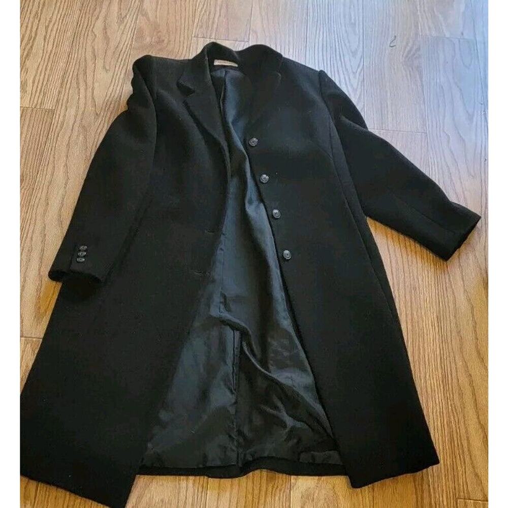 Vintage Murano Wool blend  Long Coat Women's Size 12 Black Button - Picture 11 of 15